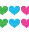 Neon Heart Pasties 3 Pack - Green/Blue/Pink - K. P.