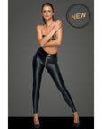 Open Back Leggings with Gold Zipper - Black - K. P.