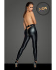 Open Back Leggings with Gold Zipper - Black - K. P.