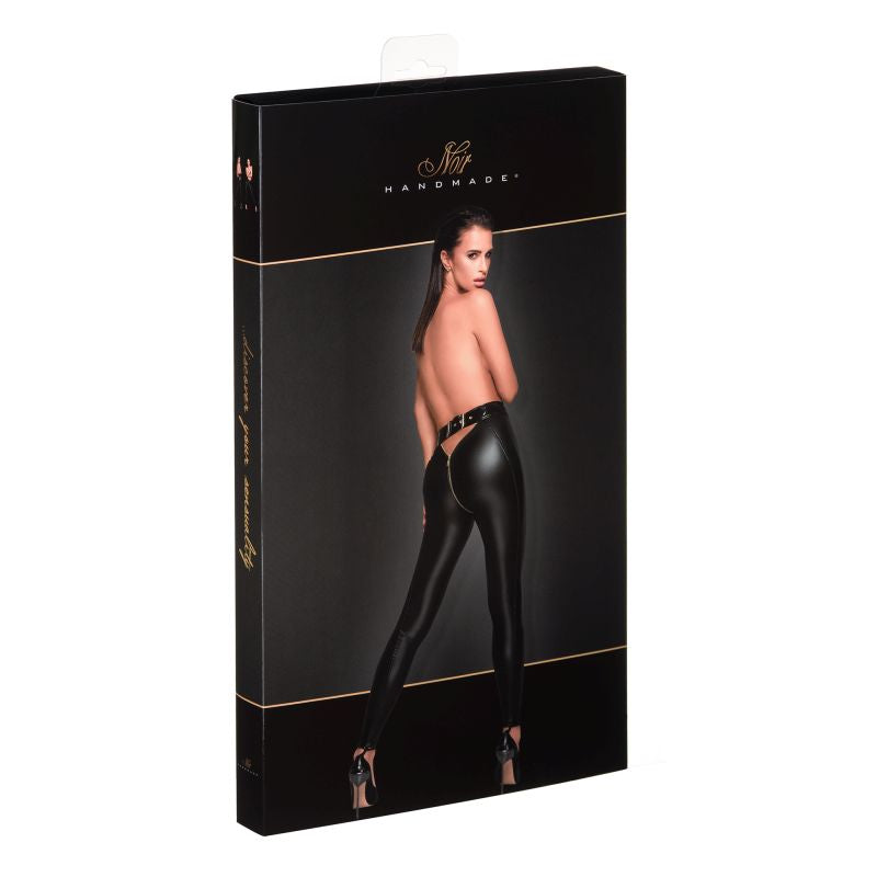 Open Back Leggings with Gold Zipper - Black - K. P.
