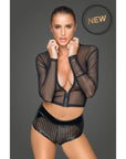 Sheer Zipped Tulle Top - Black - K. P.