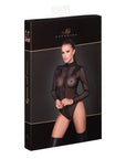 Zipped Tulle Bodysuit with Embroidery - black - K. P.