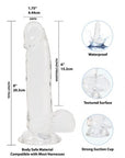 Addiction Crystal - Dildo with Balls 8" - Clear - K. P.