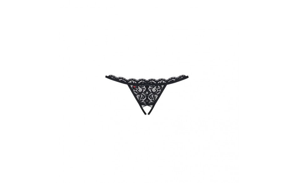 Crotchless Lace Thong - Black - K. P.