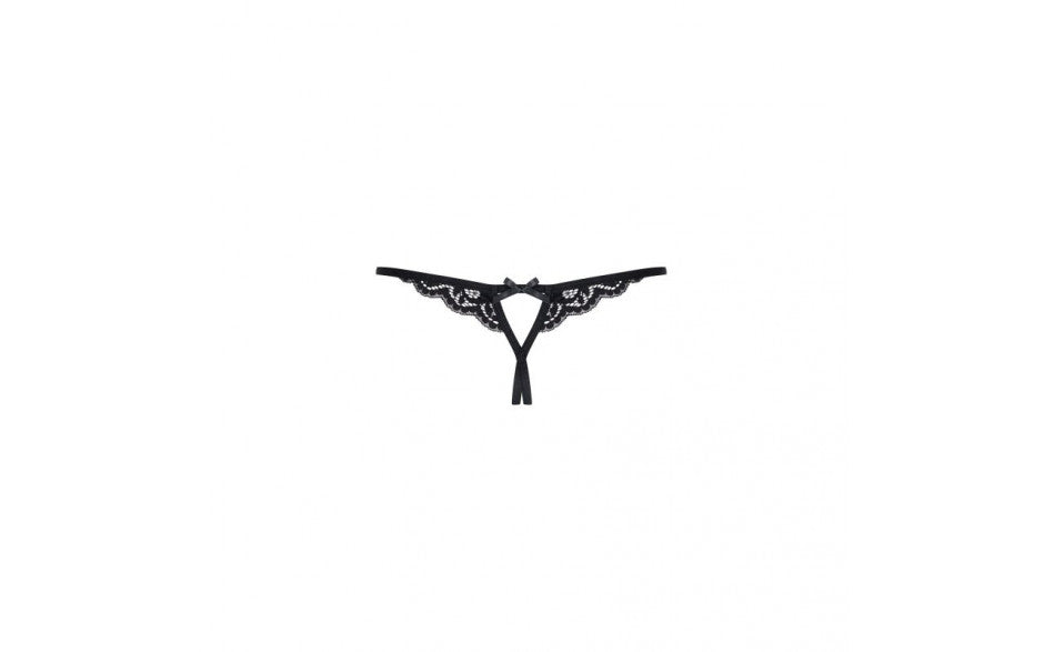Crotchless Lace Thong - Black - K. P.