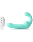 Rechargeable Come Hither Strapless Strap On with Remote - VibraTwin - Green - K. P.