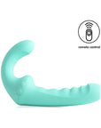 Rechargeable Come Hither Strapless Strap On with Remote - VibraTwin - Green - K. P.