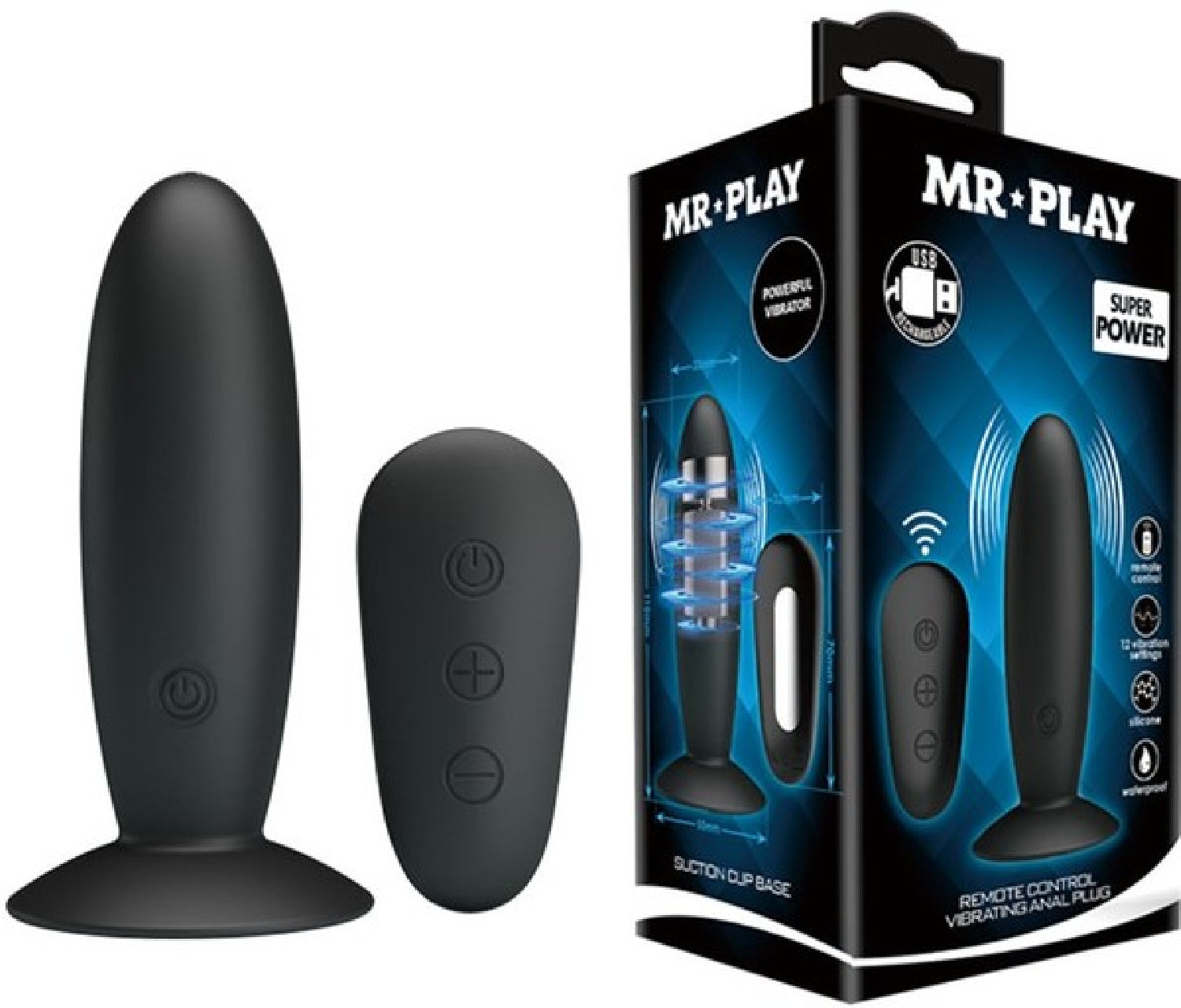 Mr. Play - Remote Control Vibrating Anal Plug - Black - K. P.