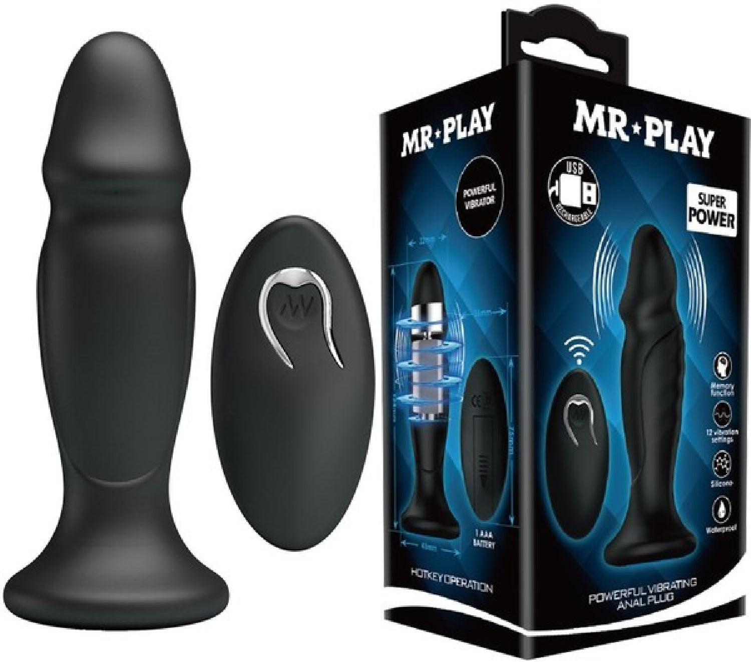 Mr. Play - Powerful Vibrating Anal Plug - Black - K. P.