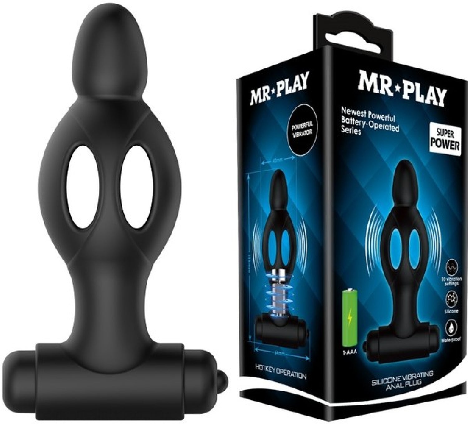 Mr. Play - Silicone Vibrating Anal Plug - Black - K. P.