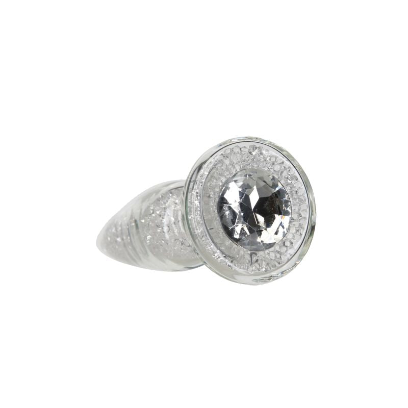 Pillow Talk - Fancy Luxurious Glass Anal Plug with Clear Gem - K. P.