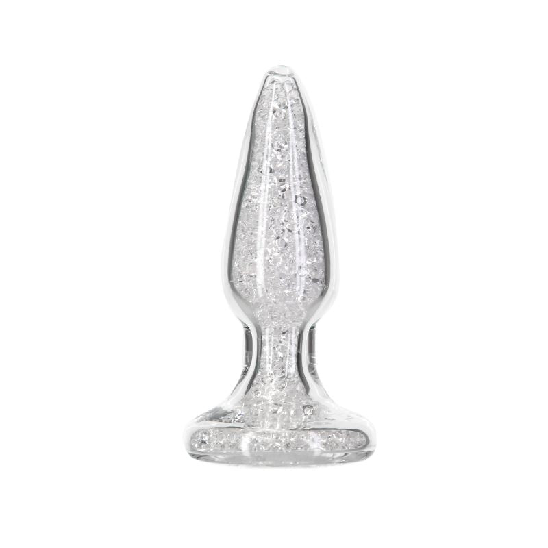 Pillow Talk - Fancy Luxurious Glass Anal Plug with Clear Gem - K. P.