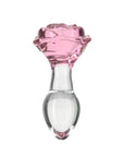 Pillow Talk - Rosy Luxurious Glass Anal Plug w Clear Gem - K. P.