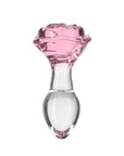 Pillow Talk - Rosy Luxurious Glass Anal Plug w Clear Gem - K. P.