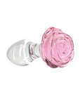 Pillow Talk - Rosy Luxurious Glass Anal Plug w Clear Gem - K. P.