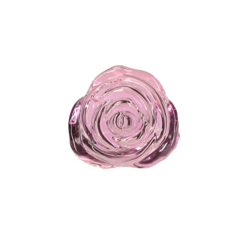 Pillow Talk - Rosy Luxurious Glass Anal Plug w Clear Gem - K. P.