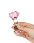 Pillow Talk - Rosy Luxurious Glass Anal Plug w Clear Gem - K. P.