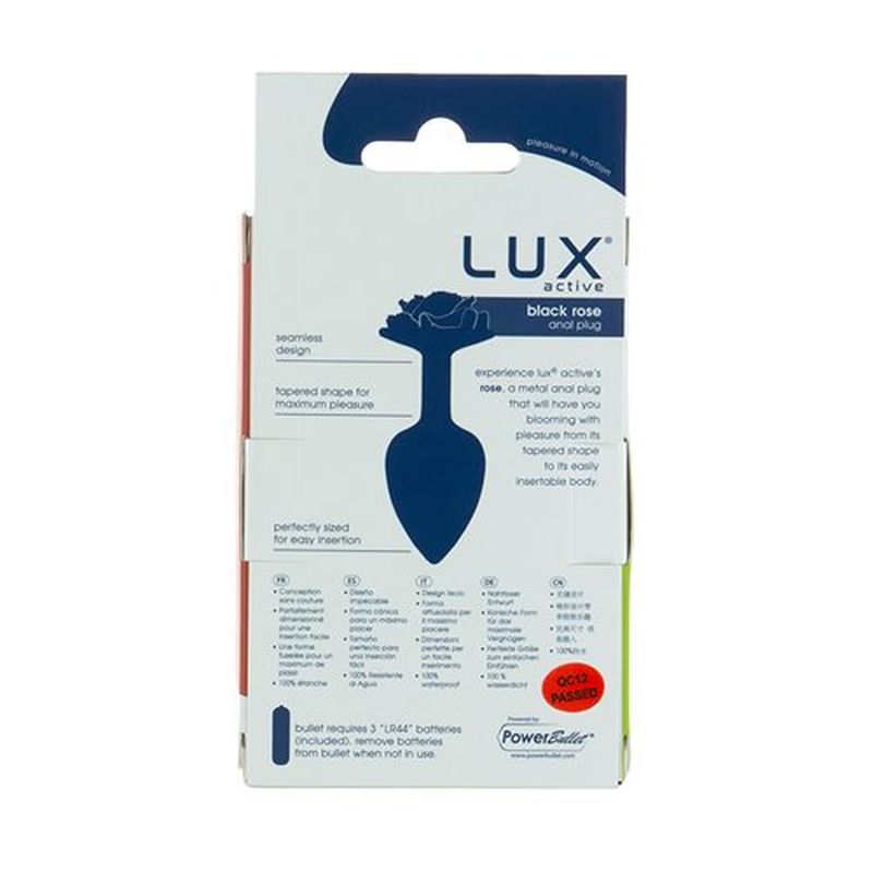 LUX Active - Black Rose 3" Metal Butt Plug - Silver - K. P.