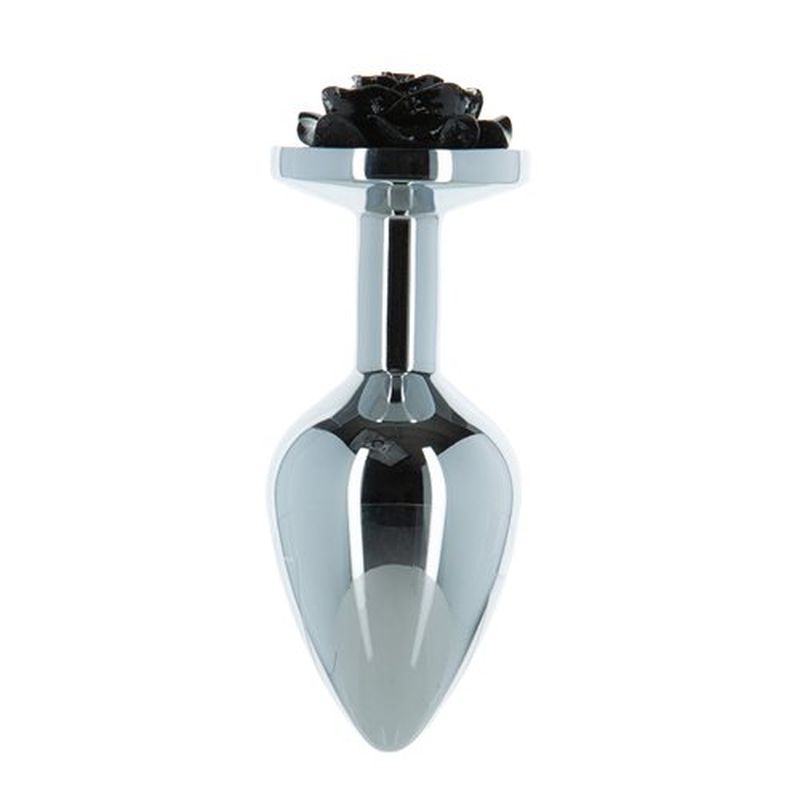 LUX Active - Black Rose 3" Metal Butt Plug - Silver - K. P.
