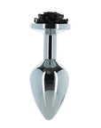 LUX Active - Black Rose 3" Metal Butt Plug - Silver - K. P.