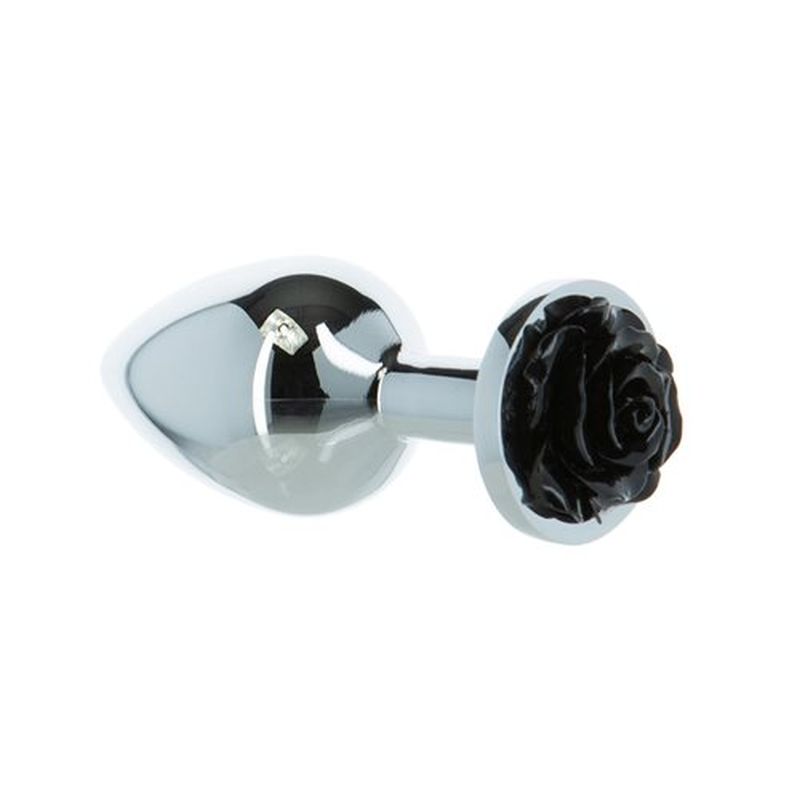 LUX Active - Black Rose 3" Metal Butt Plug - Silver - K. P.