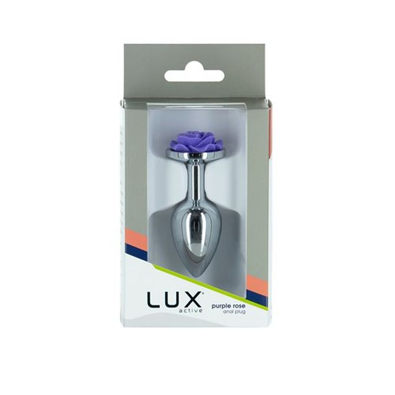 LUX Active - Purple Rose 3" Metal Butt Plug - Silver - K. P.