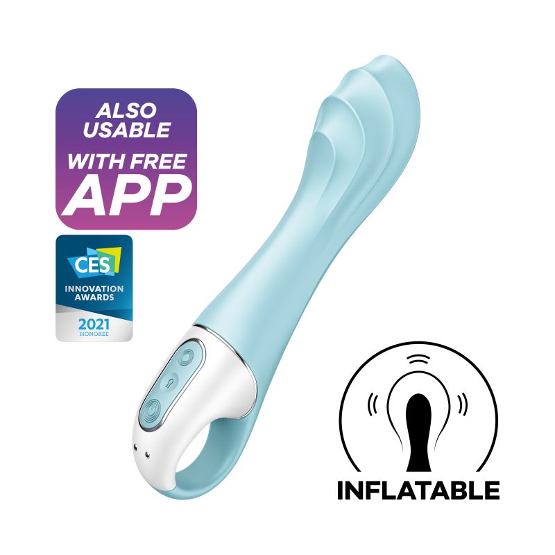 Inflatable G-Spot Vibrator - Air Pump Vibrator 5+ - Blue - K. P.