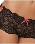 Crotchless Lace Side Tie Boyleg - Black - K. P.