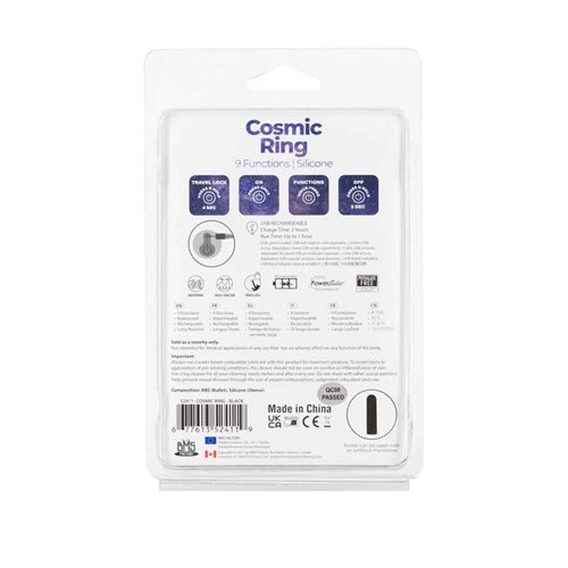PowerBullet - Cosmic Cock Ring with Bullet - Black - K. P.