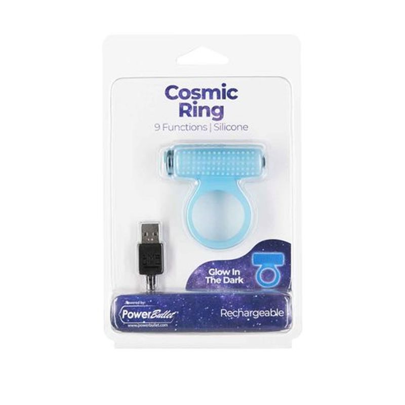 PowerBullet - Cosmic Cock Ring with Bullet - Glow in the Dark Blue - K. P.