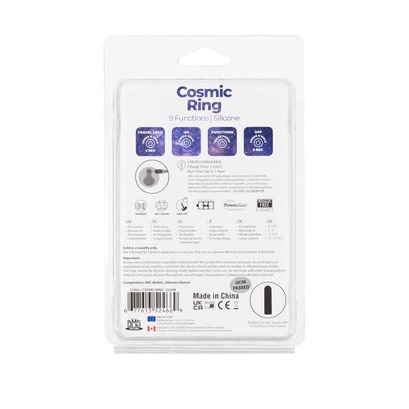 PowerBullet - Cosmic Cock Ring with Bullet - Glow in the Dark Blue - K. P.