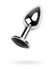 Metal - Silver Metal Anal Plug with Black Gem - K. P.