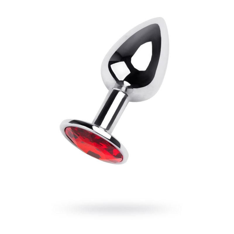 Metal - Silver Metal Anal Plug with Red Ruby Gem - K. P.