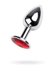 Metal - Silver Metal Anal Plug with Red Ruby Gem - K. P.