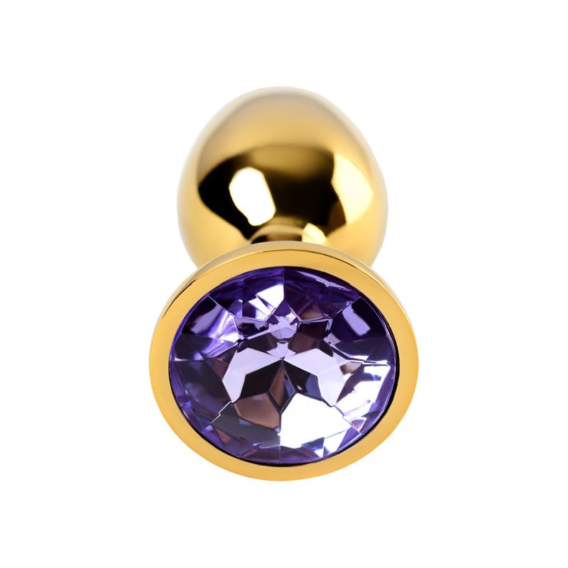Metal - Gold Metal Anal Plug with Amethyst Crystal - K. P.