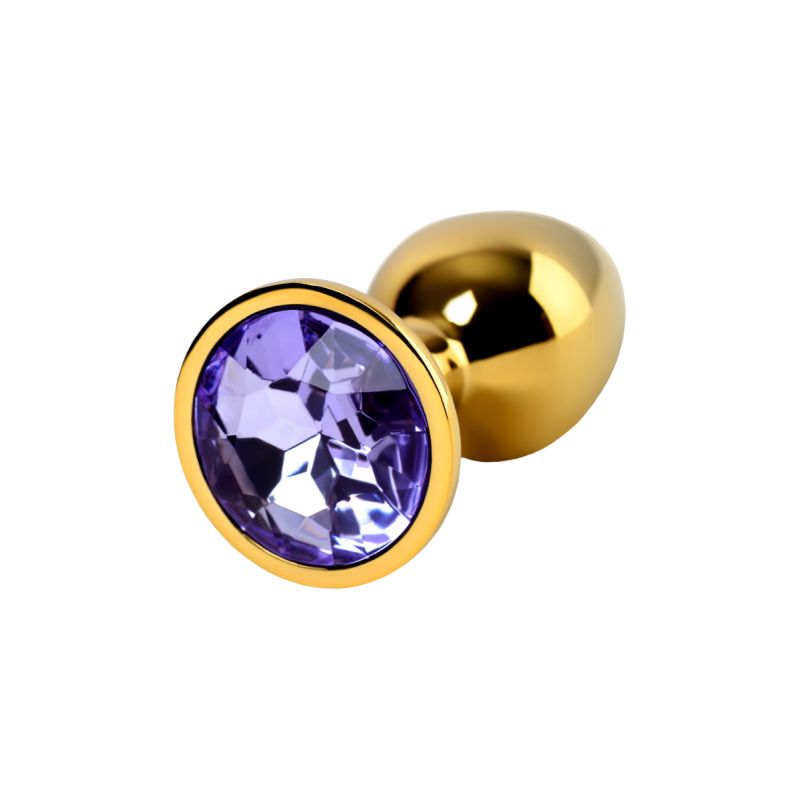 Metal - Gold Metal Anal Plug with Amethyst Crystal - K. P.