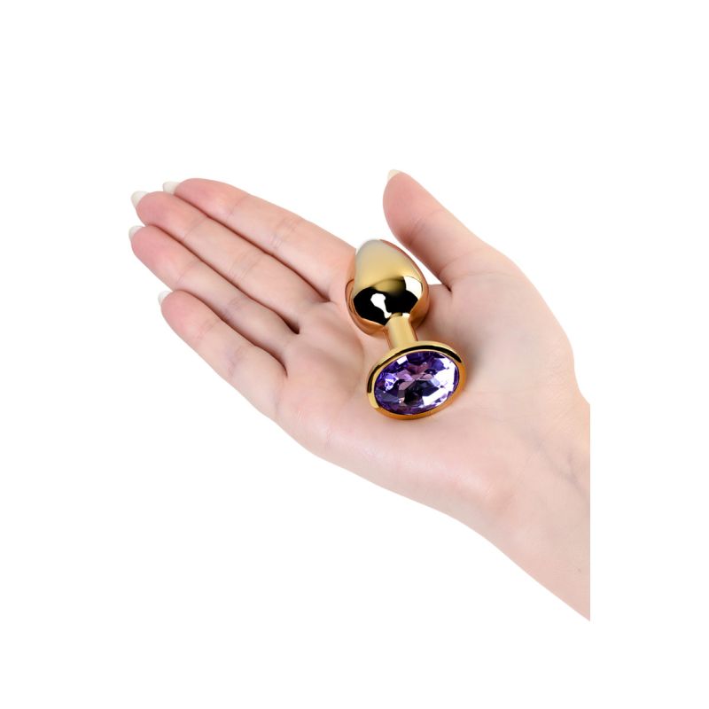 Metal - Gold Metal Anal Plug with Amethyst Crystal - K. P.
