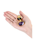 Metal - Gold Metal Anal Plug with Amethyst Crystal - K. P.