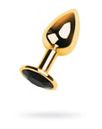 Metal - Gold Metal Anal Plug with Black Tourmaline Gem - K. P.