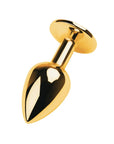 Metal - Gold Metal Anal Plug with Black Tourmaline Gem - K. P.