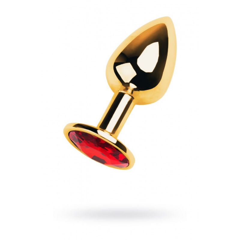 Metal - Gold Metal Anal Plug with Red Ruby Gem - K. P.