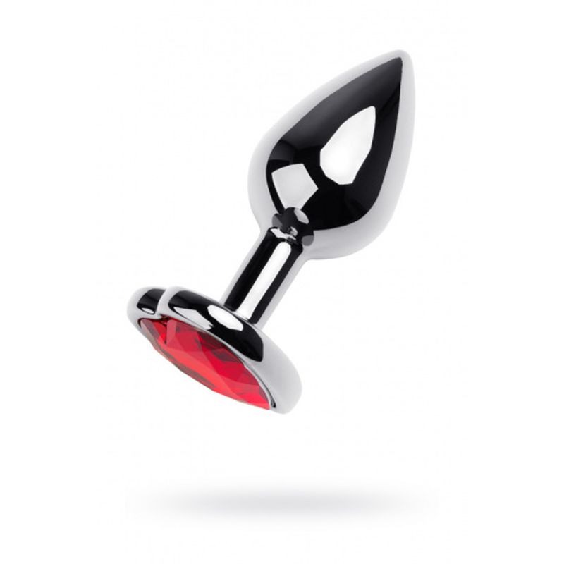 Metal - Silver Metal Anal Plug with Red Ruby Gem - K. P.