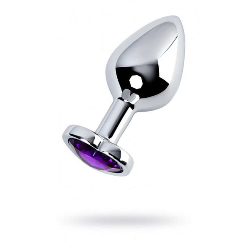 Metal - Silver Metal Anal Plug with Amethyst Crystal - K. P.