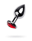 Metal - Silver Metal Anal Plug with Red Ruby Crystal - K. P.