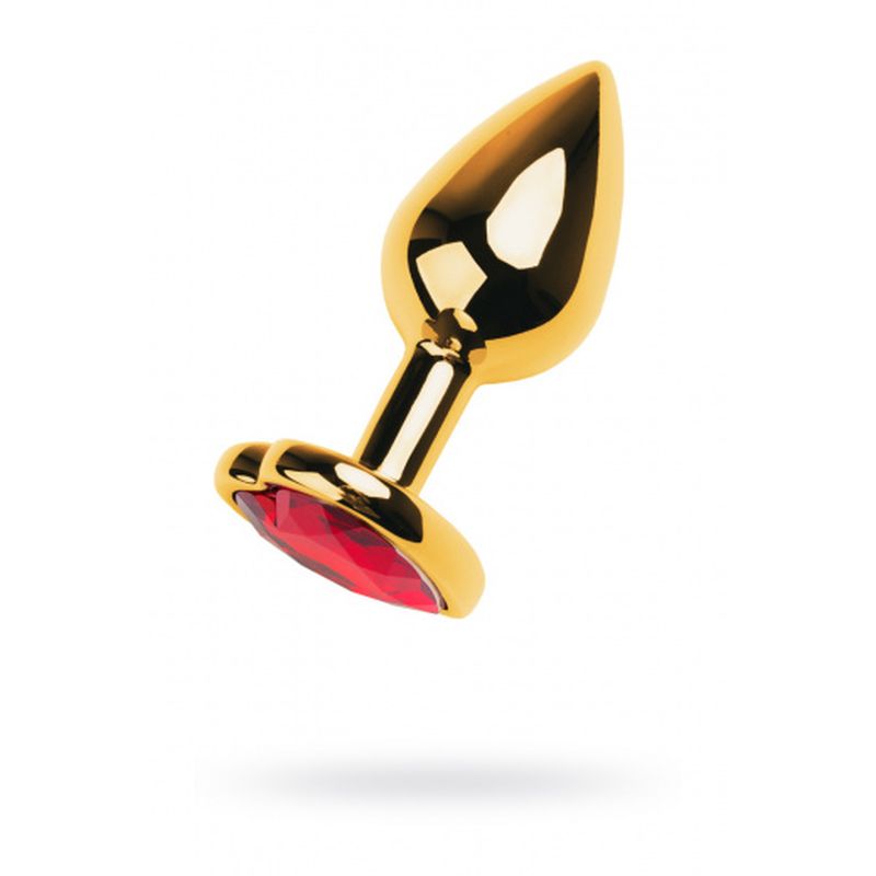 Metal - Gold Metal Anal Plug with Red Ruby Crystal - K. P.