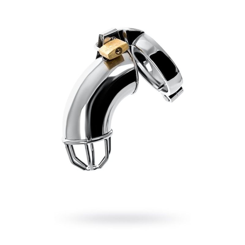 Metal Cock Cage with Rings and Lock - Silver - K. P.
