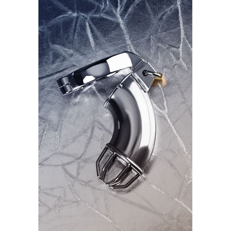 Metal Cock Cage with Rings and Lock - Silver - K. P.