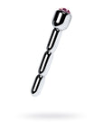 Metal Urethral Plug with Ruby Rhinestone - Silver - K. P.