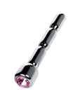 Metal Urethral Plug with Ruby Rhinestone - Silver - K. P.