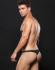 Microfiber Low Rise Zip Thong - Black - K. P.